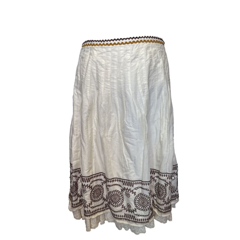 Vintage Y2K The Limited Eyelet Embroidered Skirt 10 Boho Cottage Hippie Fairy